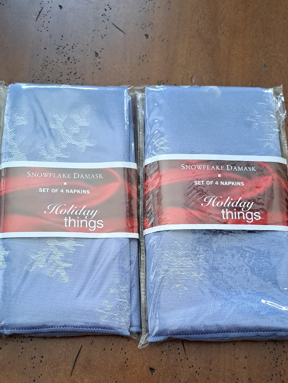 Snowflake Damask Blue Napkin Set (Set of 4) 2 Sets